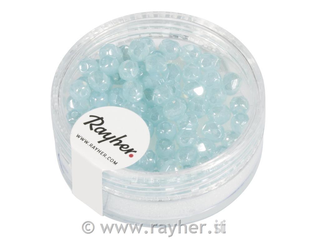 Perle brušeno staklo, 4mm, aqua opak, 100 komada
