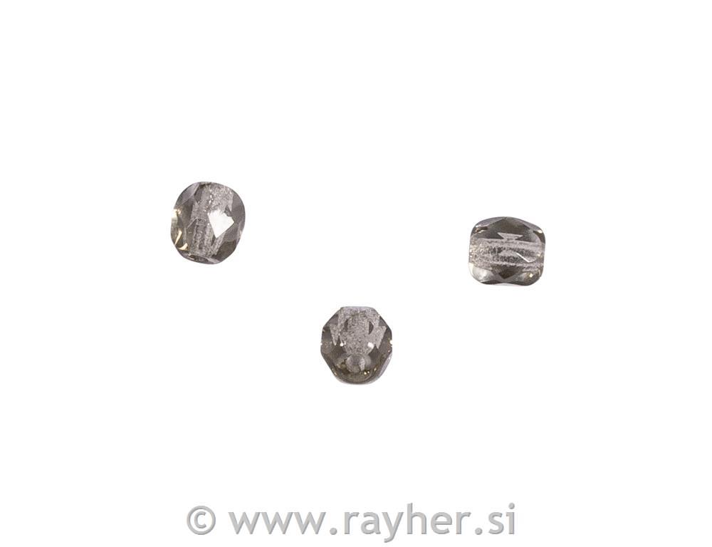Glass crystal bead, 4mm o, taupe transparent, box 100pcs