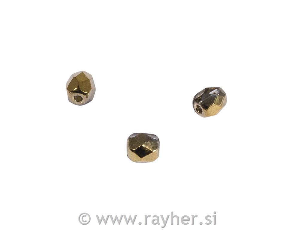 Perle brušeno staklo, 4mm, zlatne, 100 kom
