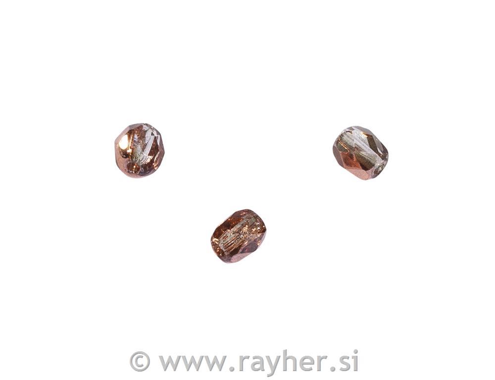 Perle brušeno staklo, 4mm, bakreni opa,100 kom