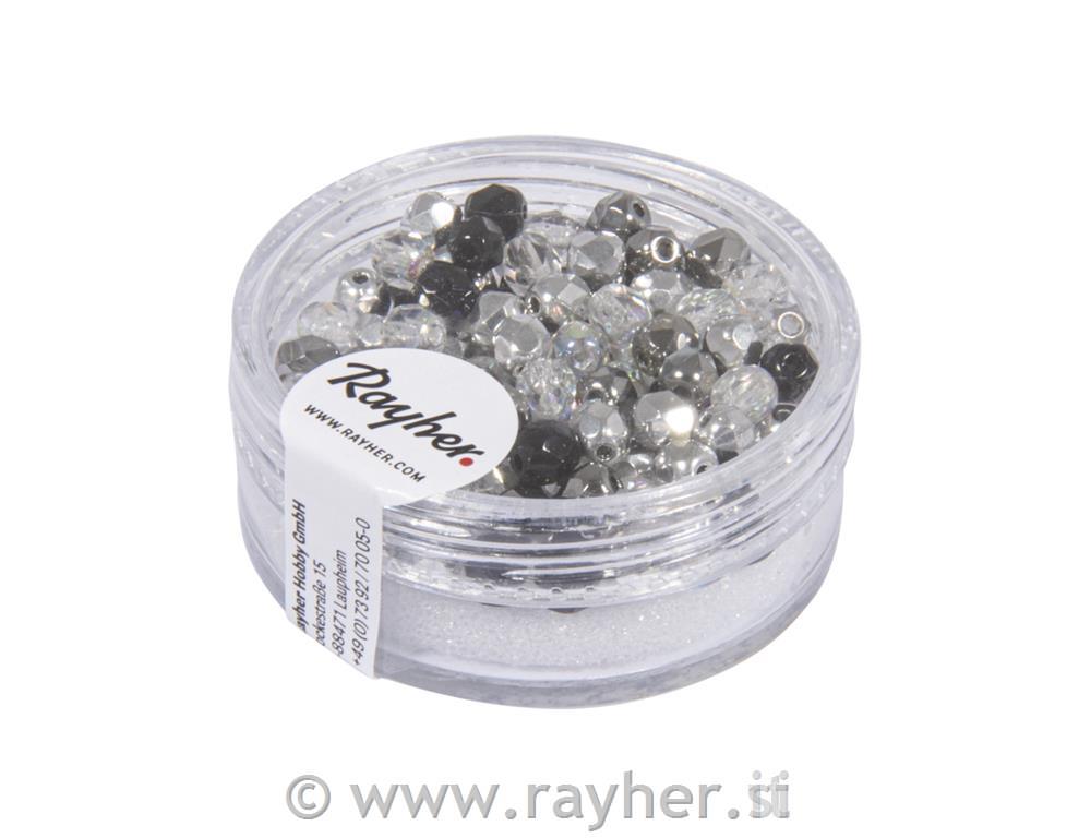 Staklene perlice, brušene, 4mm, kristal,