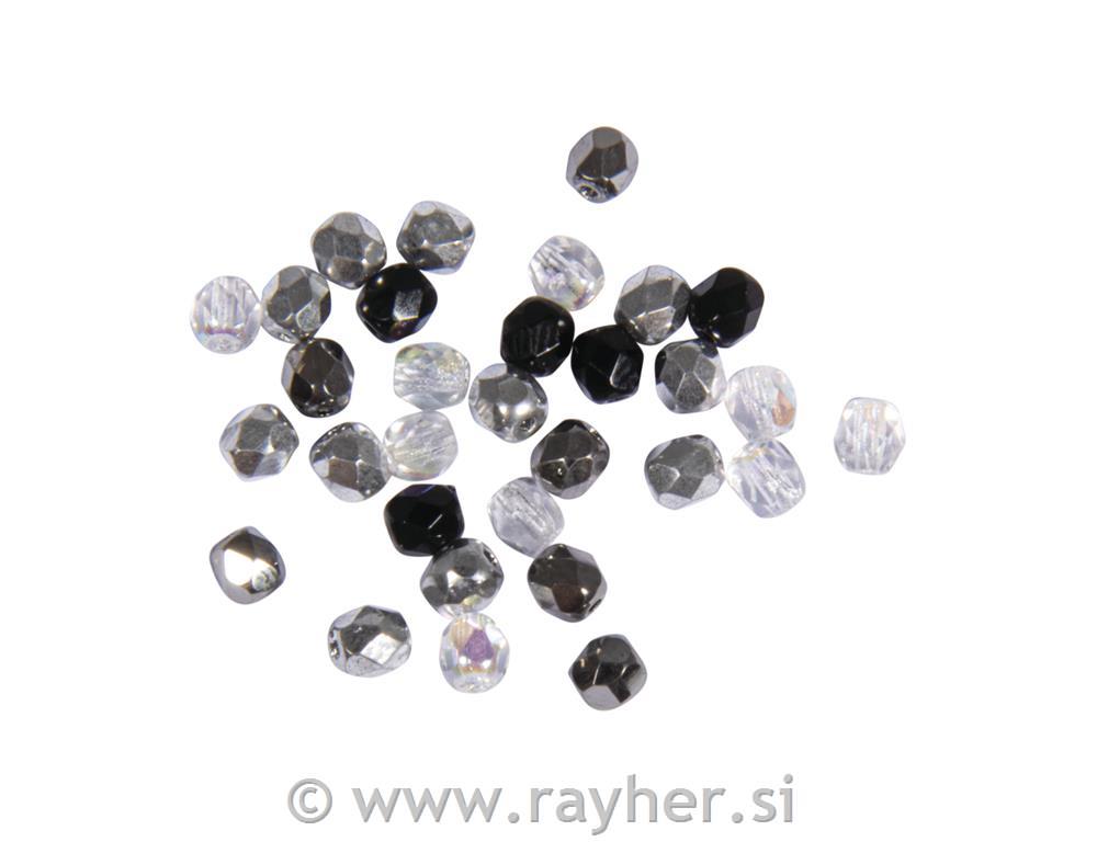 Staklene perlice, brušene, 4mm, kristal,