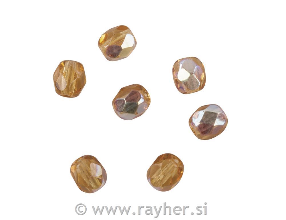 Perle brušeno staklo, 4 mm o, topaz, 100