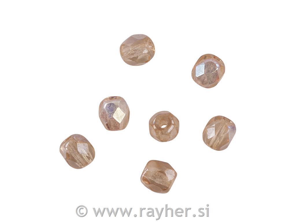 Perle brušeno staklo, 4mm o, st.topaz, 1kom.