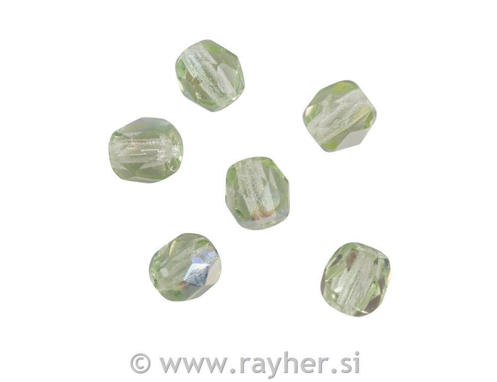 Perle brušeno staklo, 4mm o, svijetlozeleno, 100 kom.