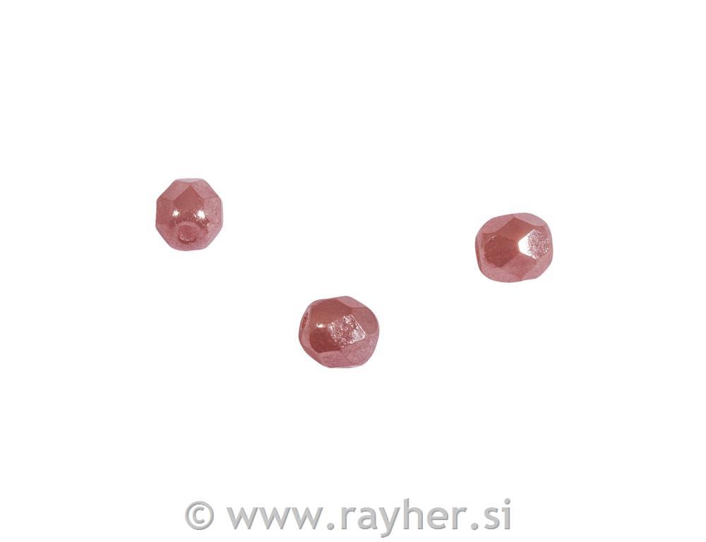 Perle steklene brušene, 6 mm, pink opak, 50 kos