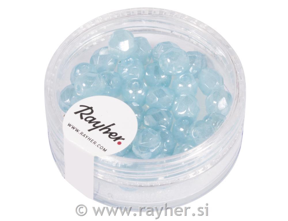 Perle brušeno staklo, 6 mm, aqua opak, 50 kom