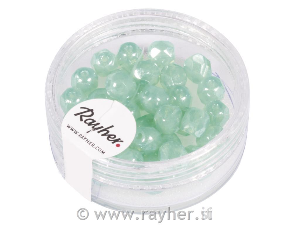 Perle steklene brušene, 6 mm, mint opak, 50 kos
