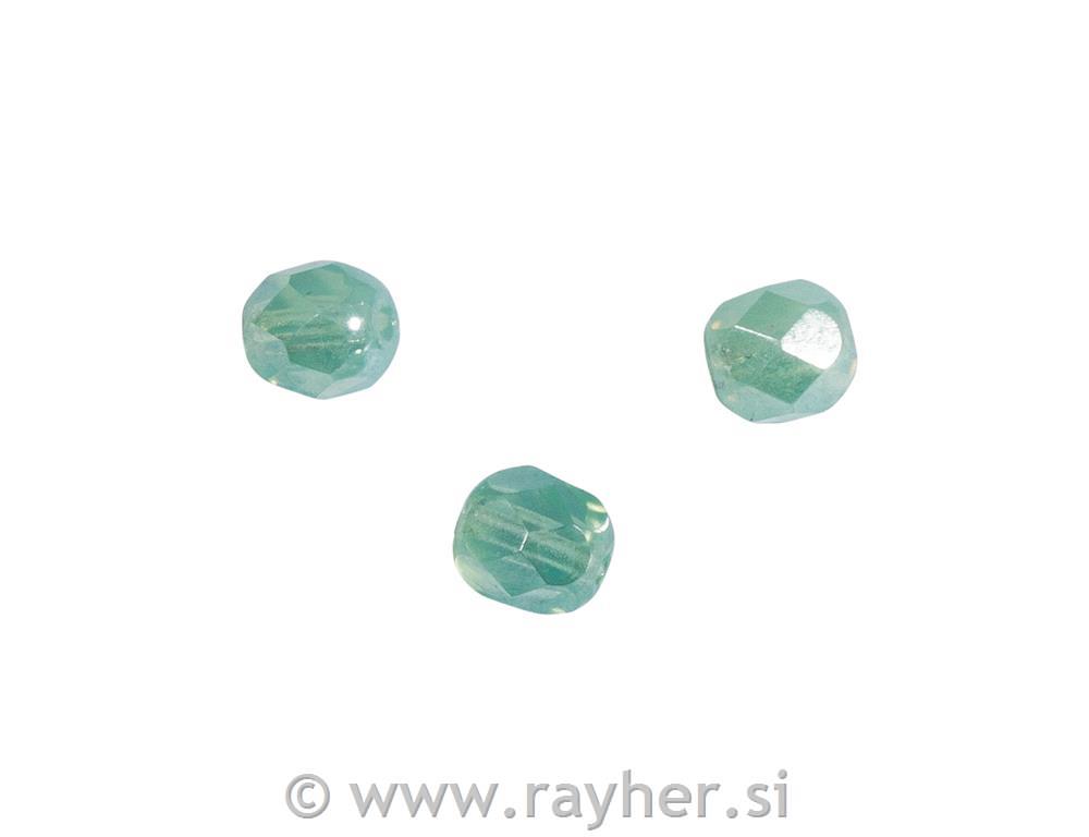Perle steklene brušene, 6 mm, mint opak, 50 kos