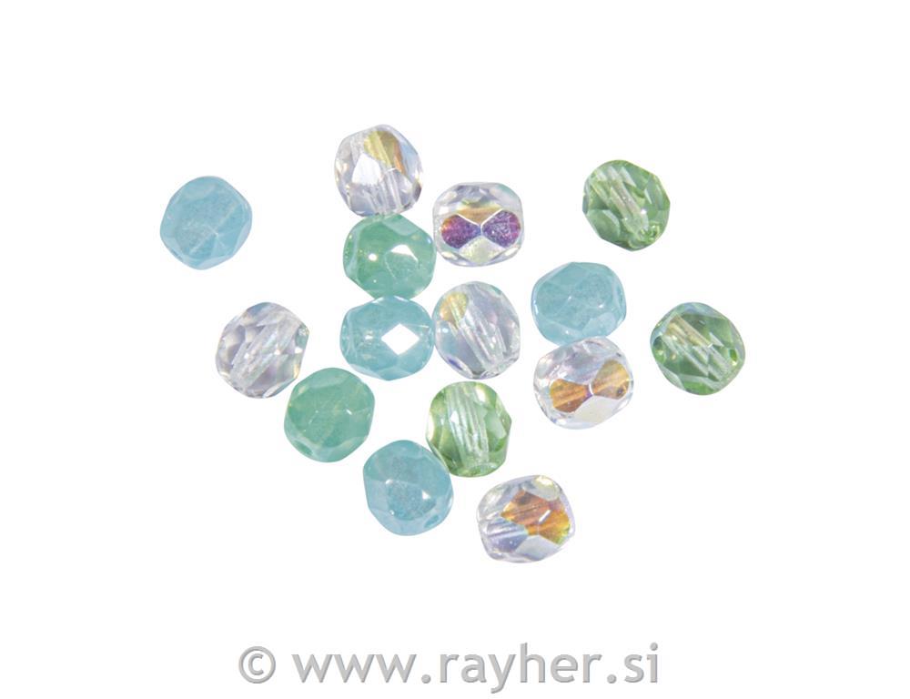 Staklene perlice, brušene, 6mm, sea aqua