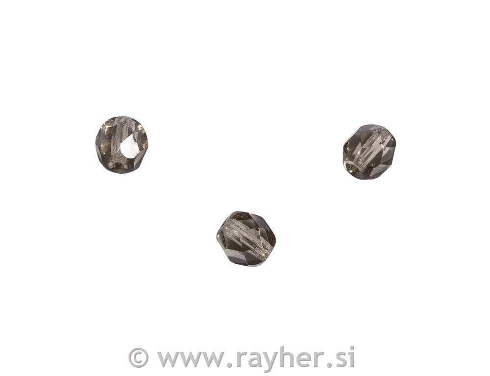 Polished glass beads, 6 mm o,, taupe transparent, box 50 pcs.