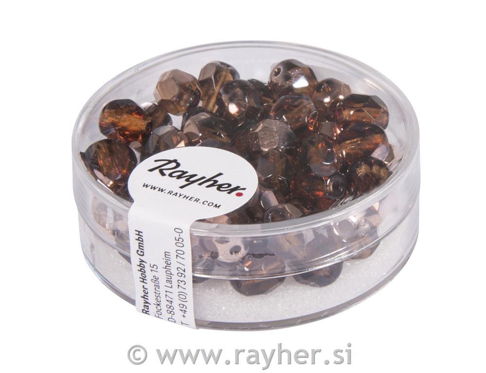 Polished glass beads, 6 mm o, iridescent