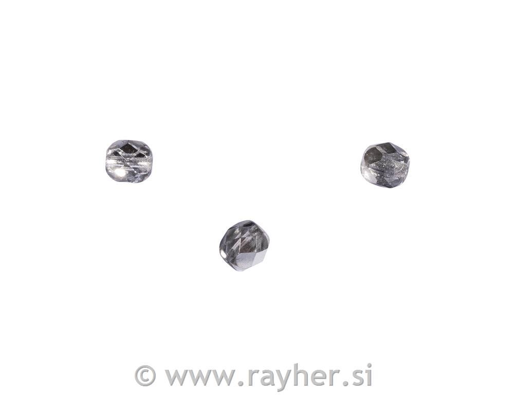 Perle brušeno staklo, 6 mm, polu-srebro,50 kom