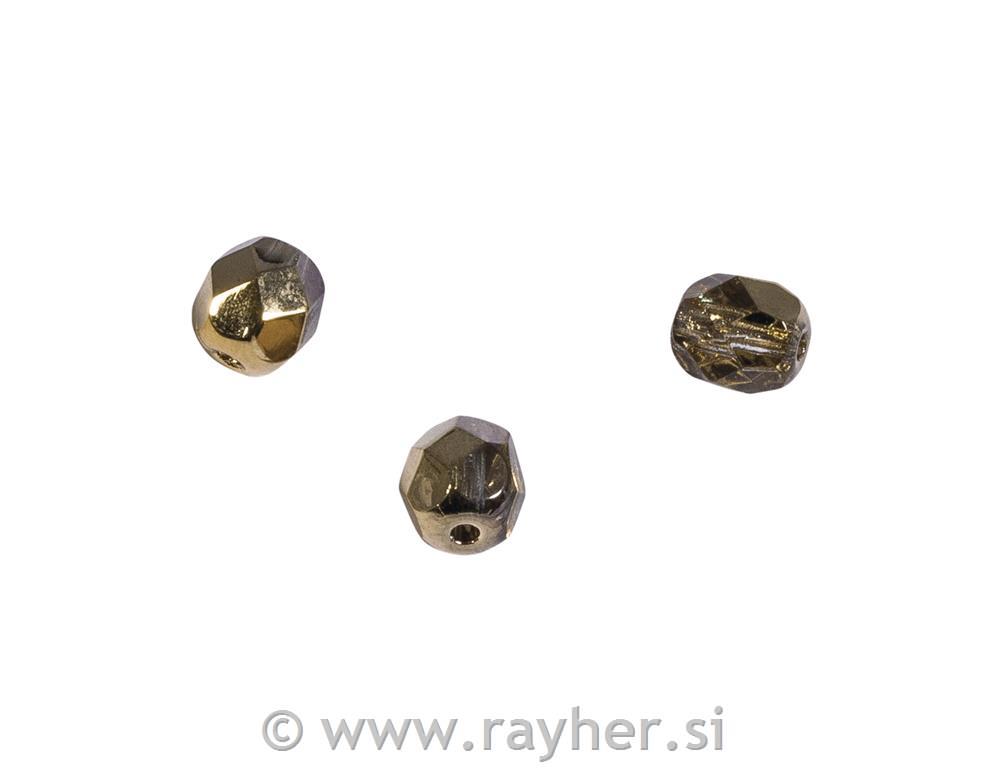Perle brušeno staklo, 6 mm, zlatne, 50 kom