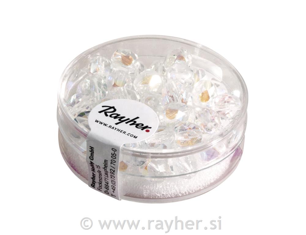 Perle brušeno staklo, 6 mm o, kristalne,