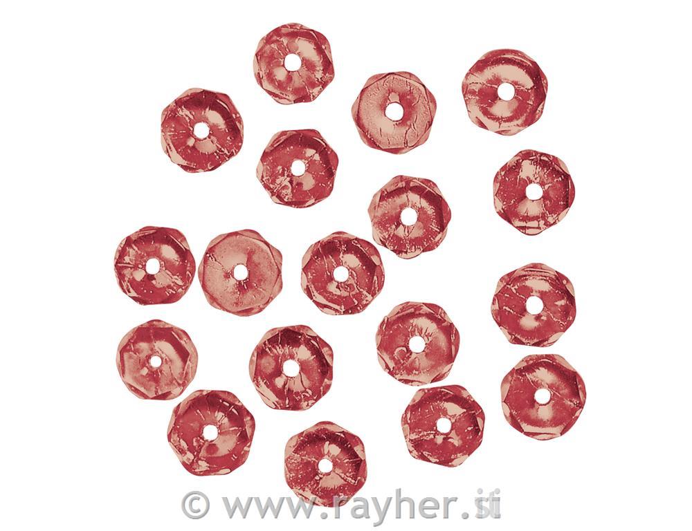Perle brušeno staklo, 6 mm o, rubin, 50kom.