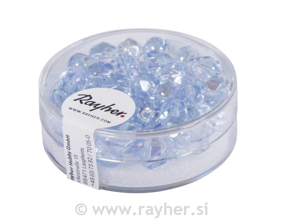 Perle brušeno staklo, 6 mm o, akvamarin,50 kom.