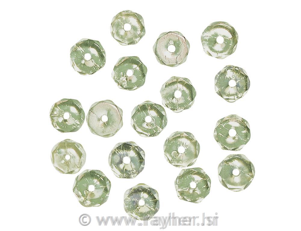 Perle brušeno staklo, 6 mm o, zeleno, 50kom.