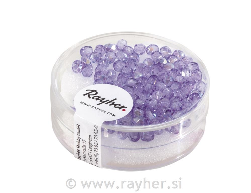 Perle brušeno staklo, 3mm o,lila, 100 kom.