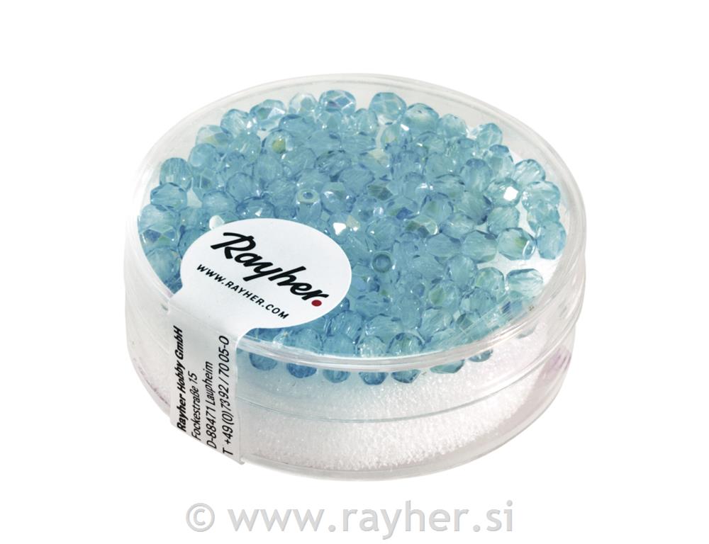Glass crystal bead, 3mm o, turquoise, ir