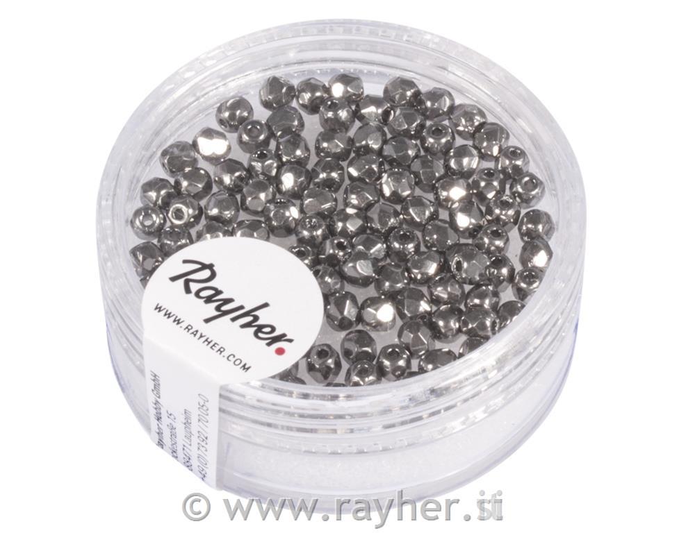Perle brušeno staklo, 3mm, antracit, 100kom