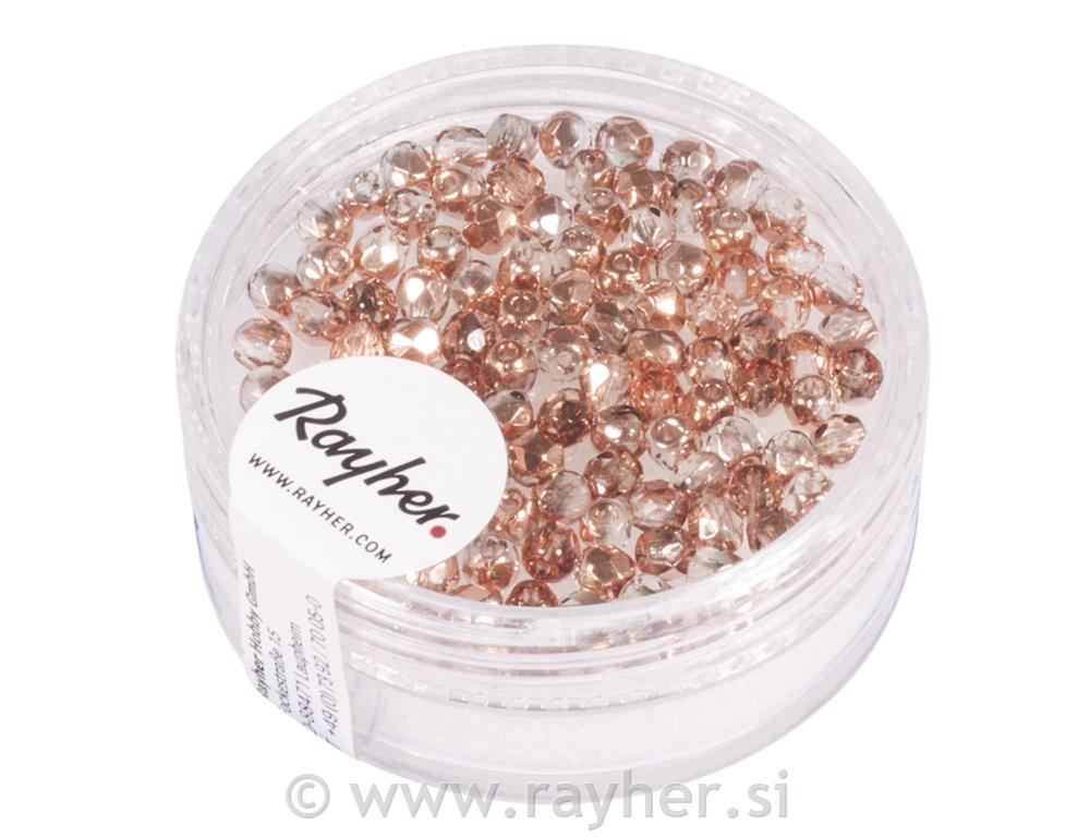 Glass crystal bead, 3mm o, copper semi-opaque, box 100 pcs.