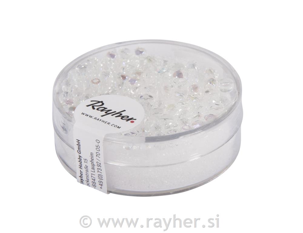 Perle brušeno staklo, 3mm o, kristalne,