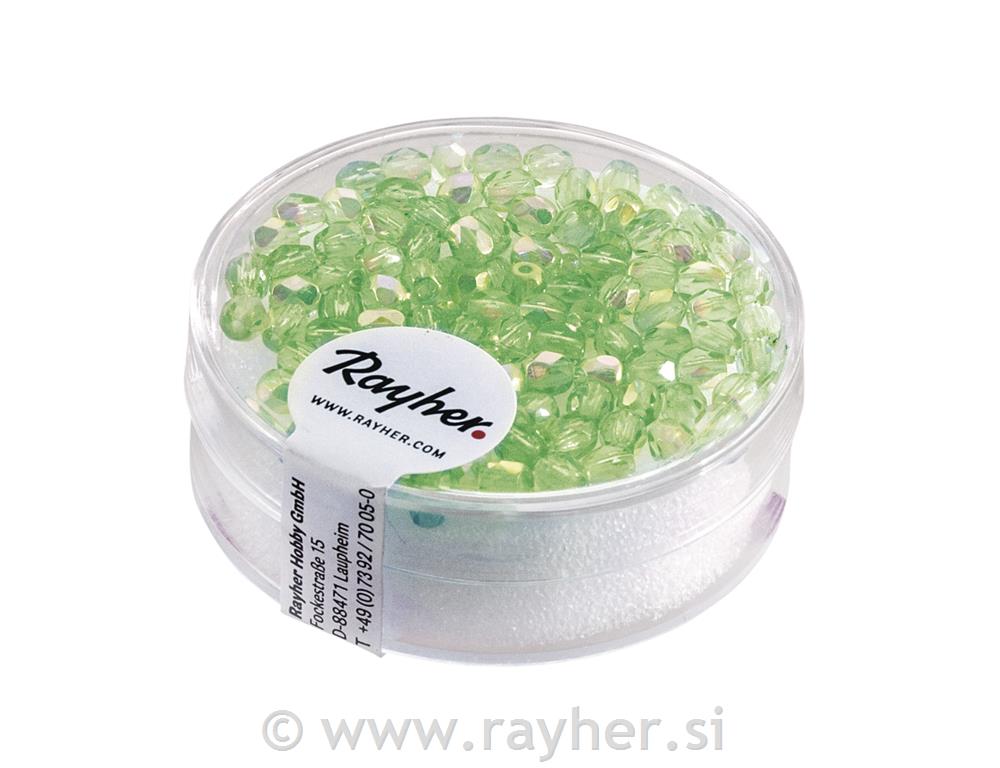 Perle brušeno staklo, 3mm o, zeleno, 100kom.