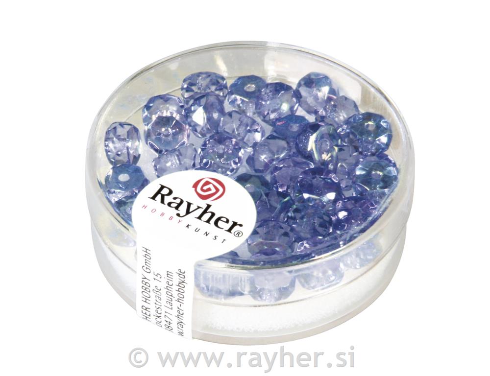 Glass crystal bead round, saphire, 6x3mm