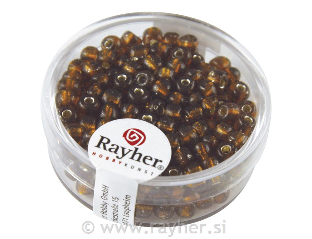 Perle, 4 mm o, srebrno središte, tamno smeđe, 17 g