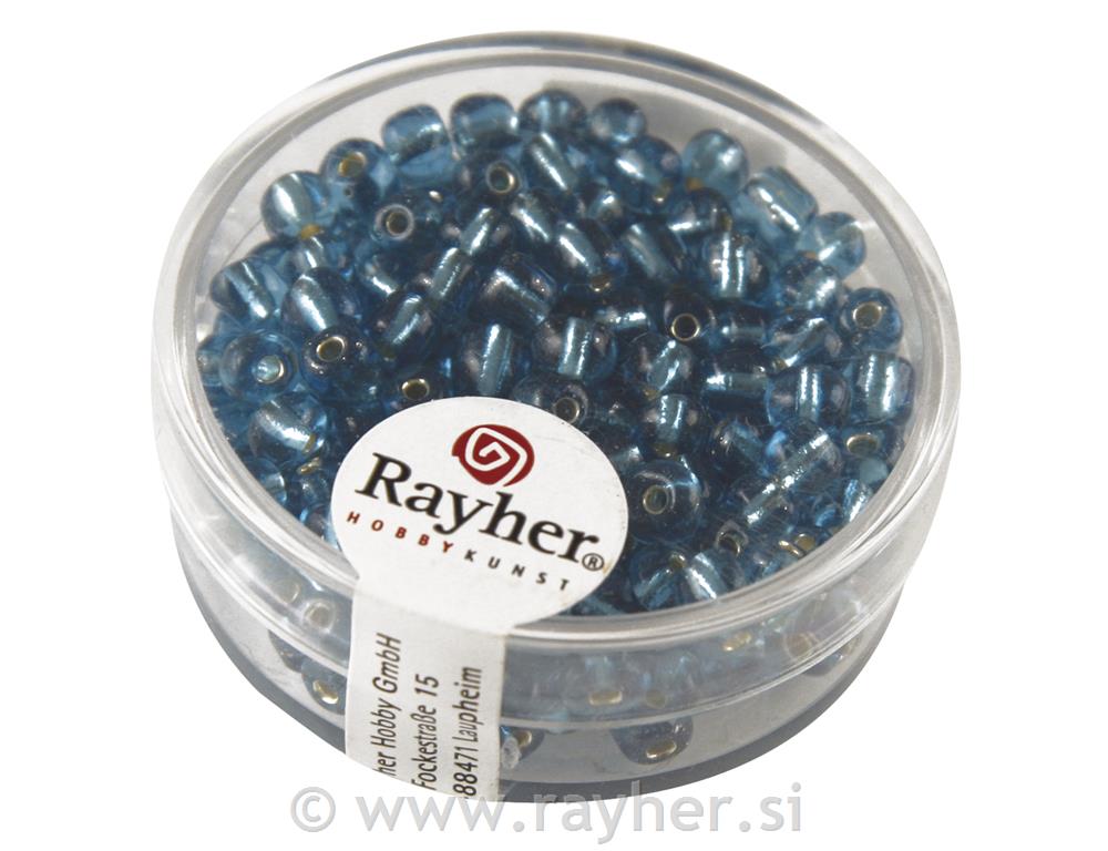 Perle, 4 mm o, srebrno središte, tirkizno, 17 g