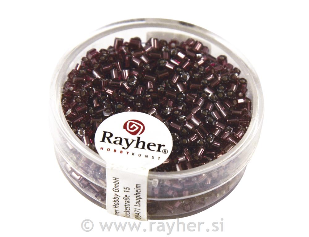Palčke steklene s srebrno sredino, 2x2 mm, vijolične, 16 g