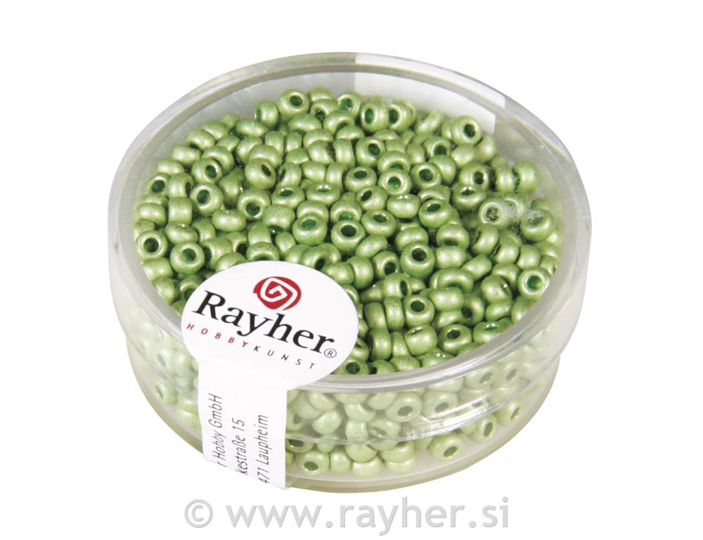 Perle metalik,okrugle, zelena, oko 2.6 mm, 17 g