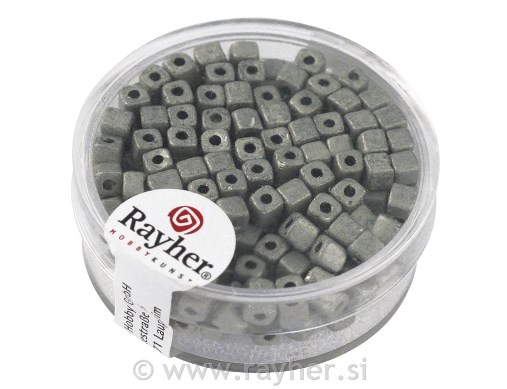Perle metalic,kocka, antracit, 3,4 mm, 15 g