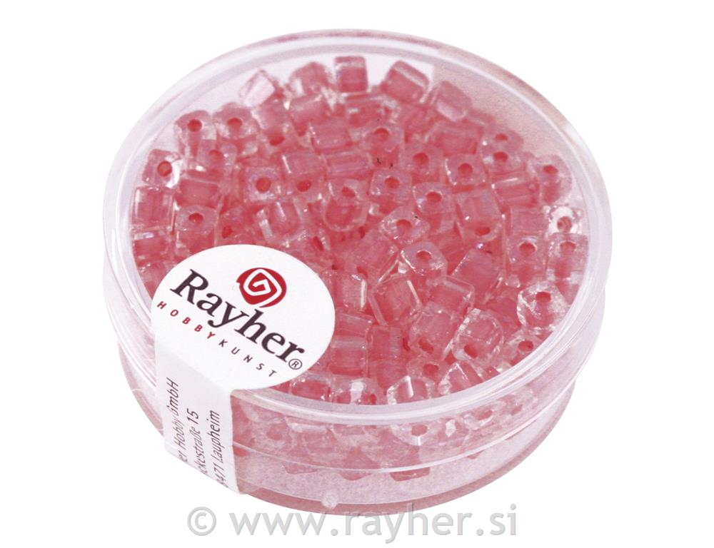 Perle "Arktika", kocke, svetleče, rdeče, 3,4 mm, 15 g