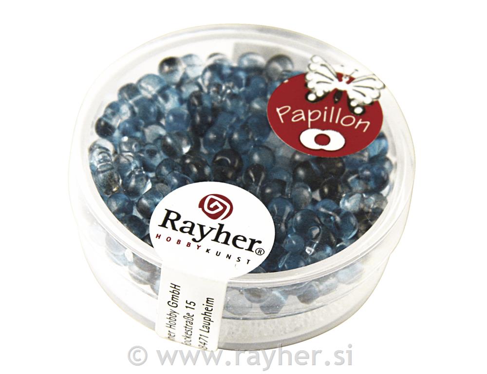 Perle leptiri, 3,2x6,5 mm, dva tona, sivo plavo, 10g