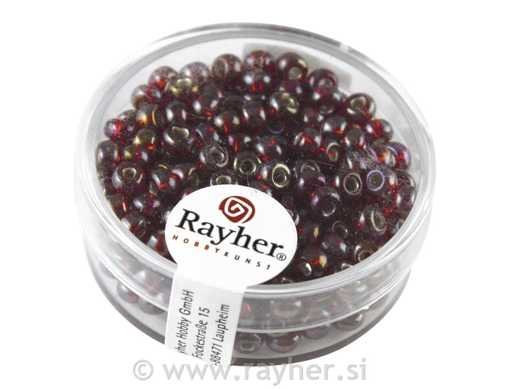 Perle,rainbow, srebrno središte, oko 4 mm, crvene, 17g