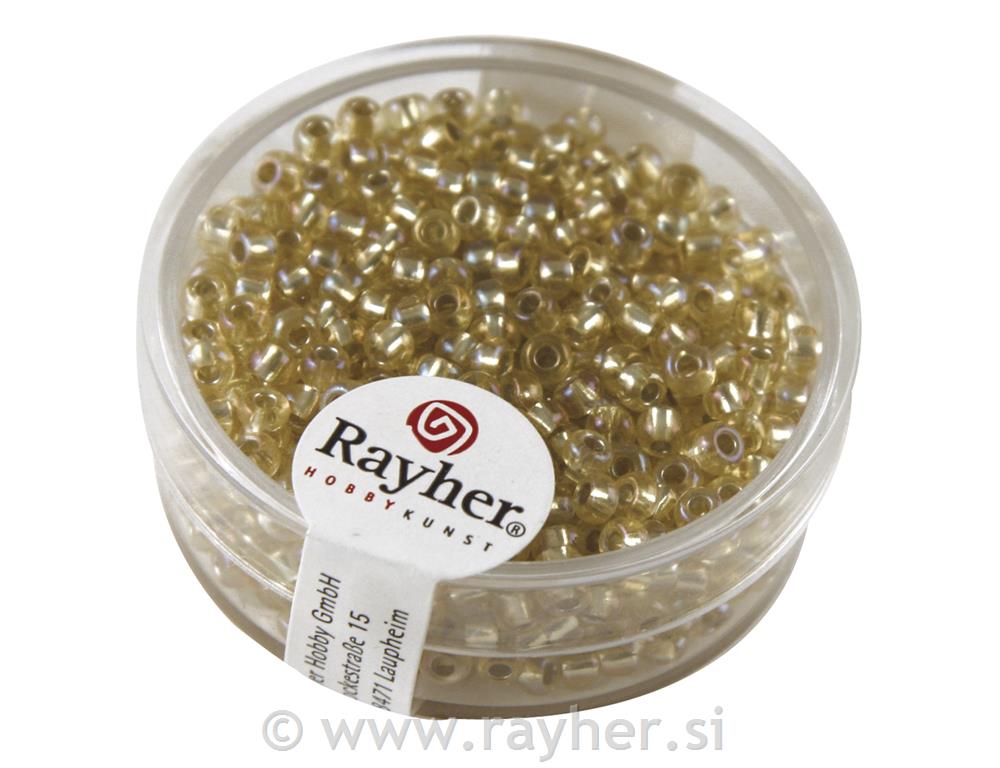 Perle mavrične s srebrno sredino, o 2,6 mm, rumene, 17g