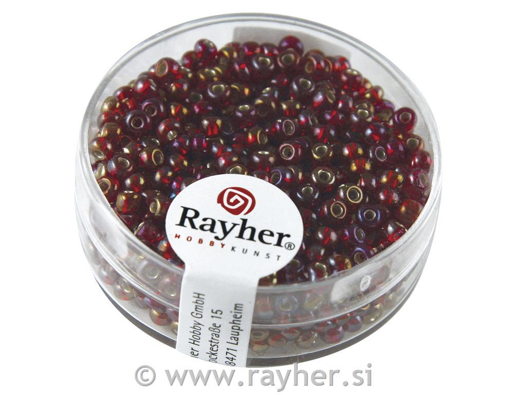 Perle,rainbow, srebrno središte, oko 2,6mm, crvena, 17g
