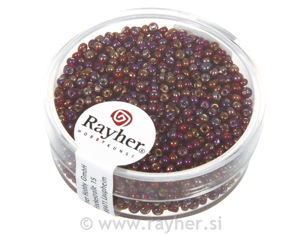 Perle,rainbow,srebrno središte, oko 2 mm, crvene, 17g