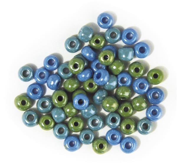 Perle steklene z večjo luknjo, opak,siv.-modre, o 6 mm, 55g