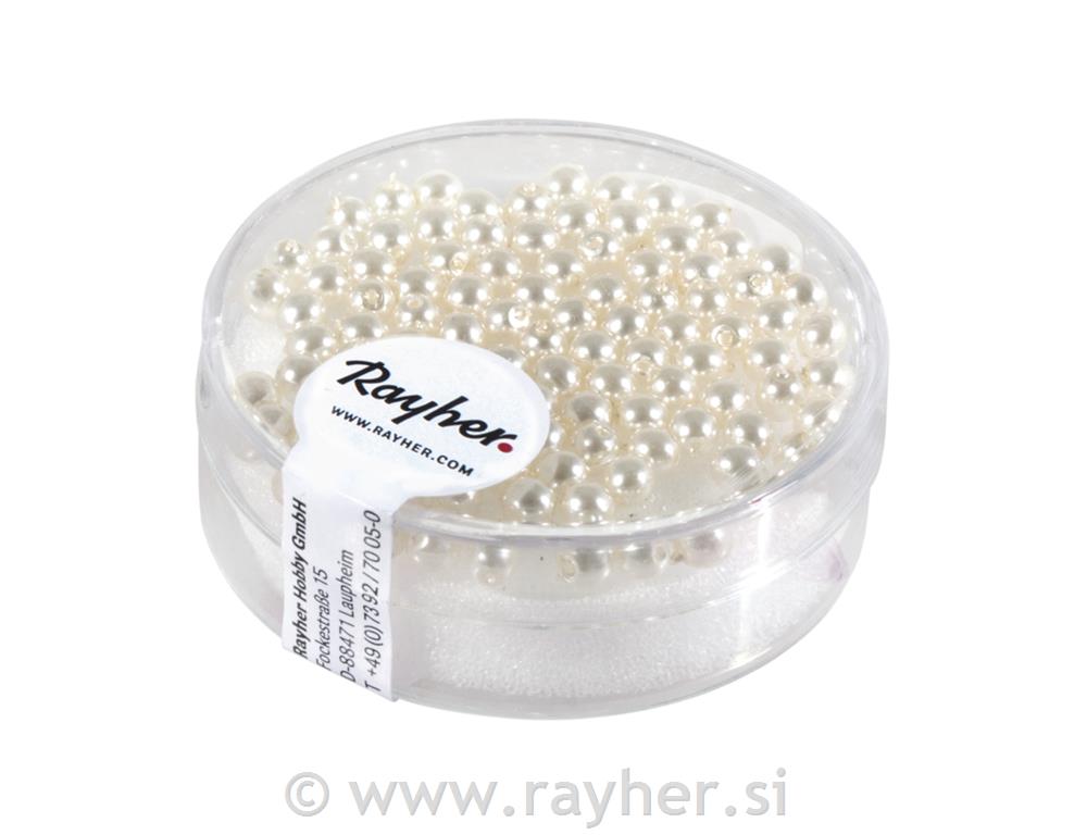 Perle staklo "Renaissance", bijelo, 3mm