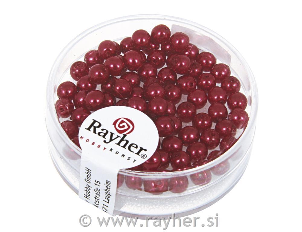Perle steklene "Renaissance", rdeče, o 4 mm, 85 kom.