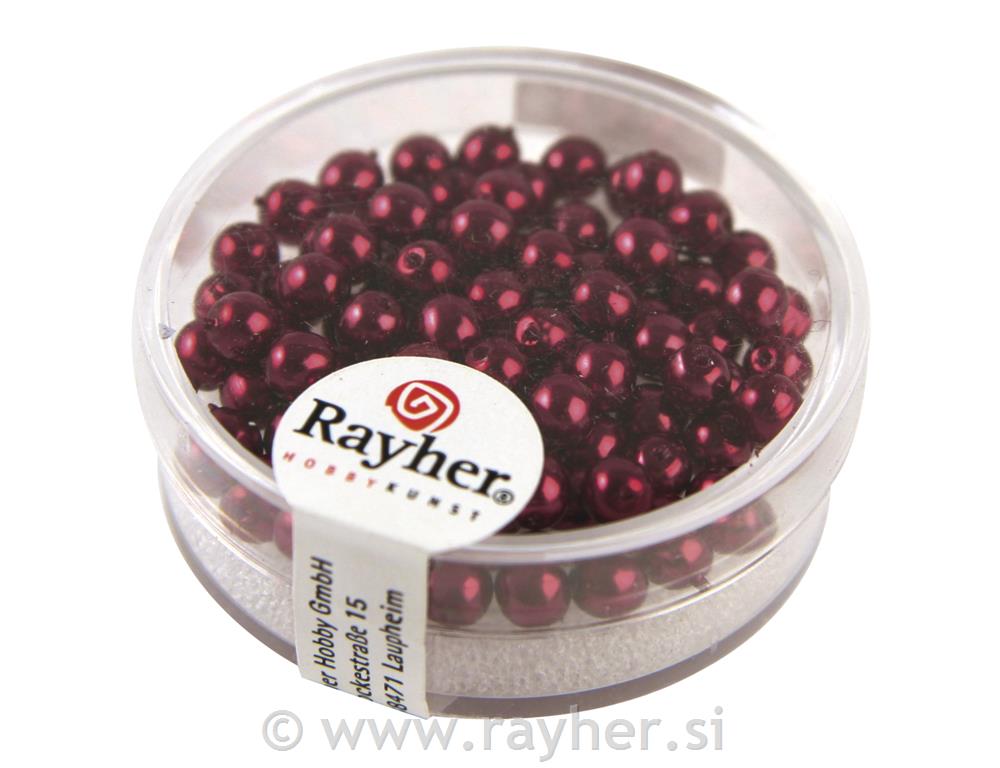 Perle staklo "Renaissance", bordo, oko 4mm, 85 kom.