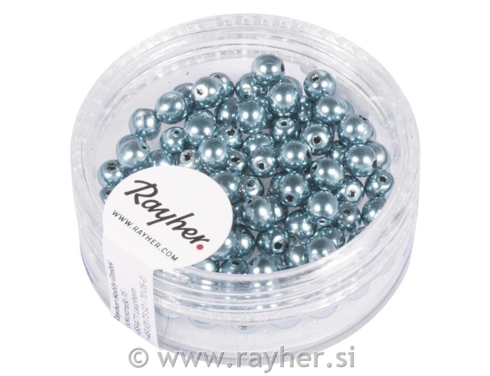 Perle staklo Renaissance, 4mm, plavo, 85kom