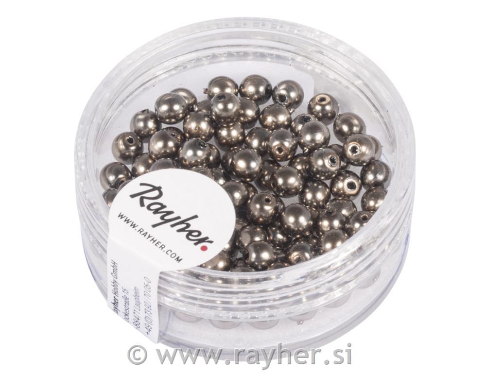 Perle staklo "Renaissance", 4mm, smeđe,85 kom