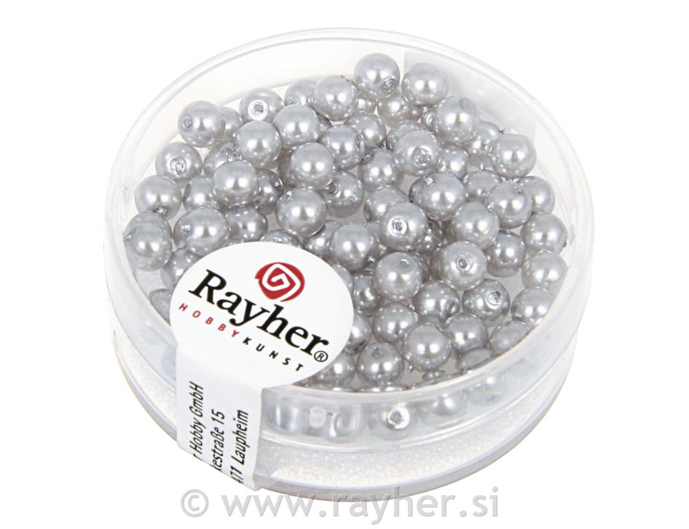 Perle steklene "Renaissance", sreb.siva, o 4 mm, 85 kom.