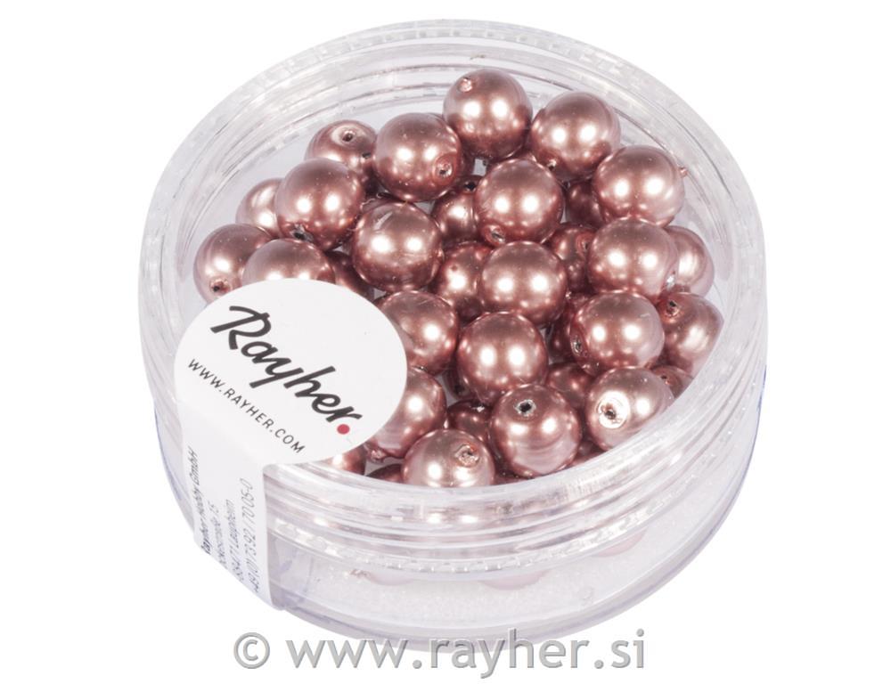 Renaissance glass wax beads, 6mm o, antique pink, box 45pcs