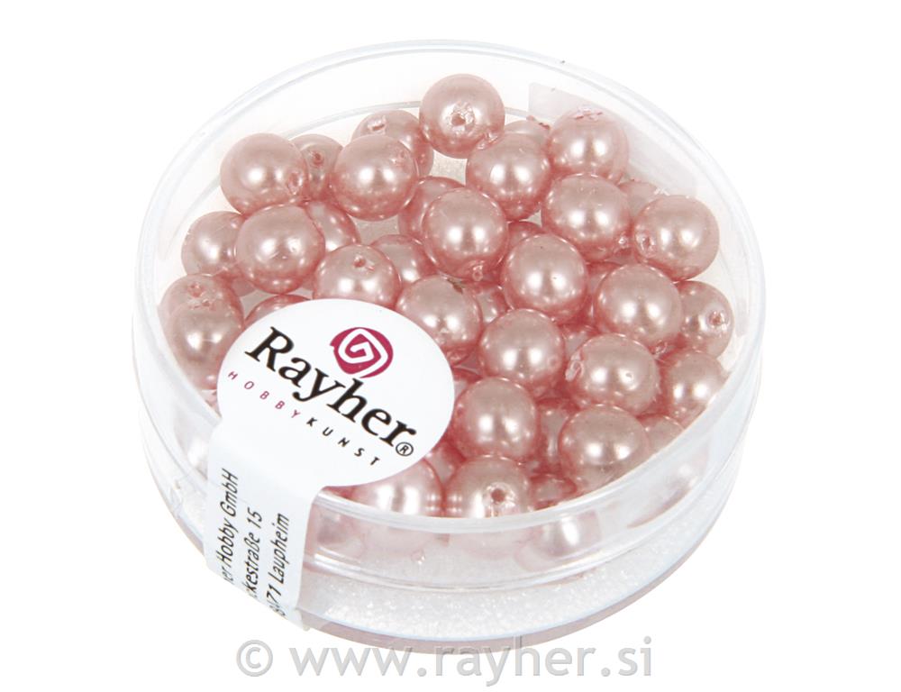 Perle staklo "Renaissance", tem.roza, oko 6 mm, 45 kom.
