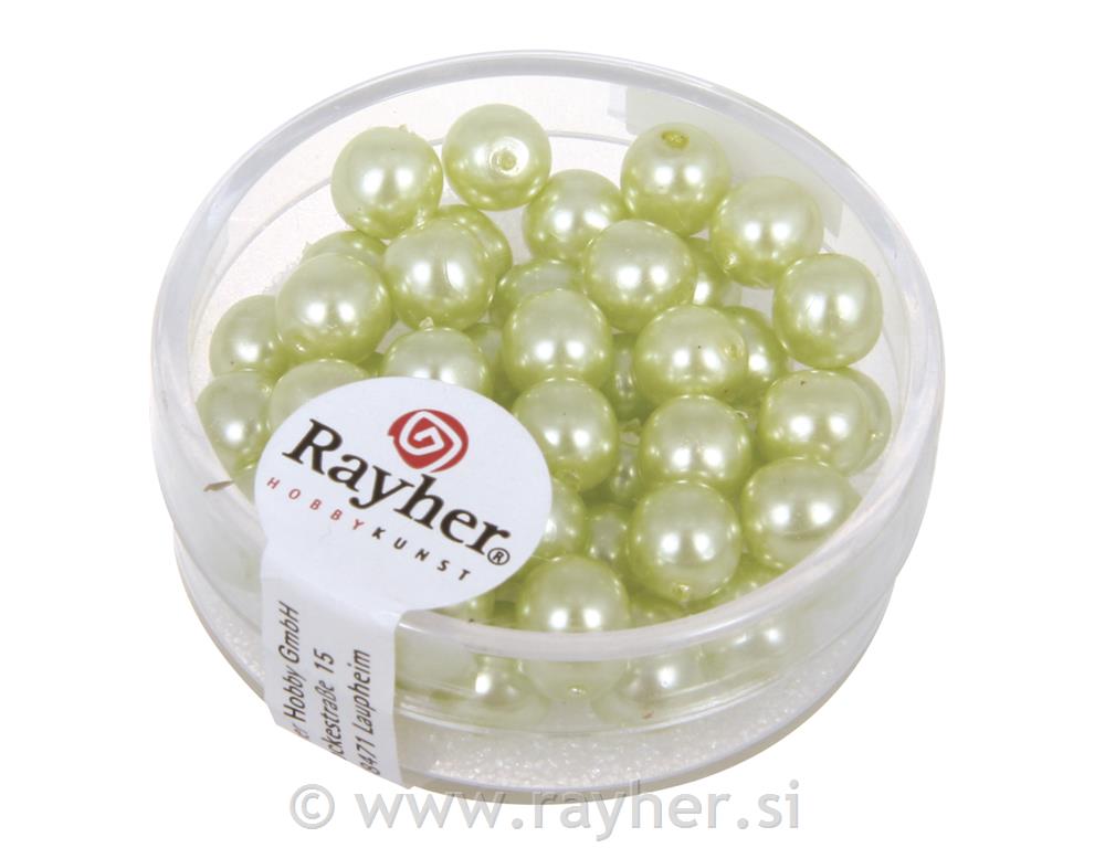 Perle staklo "Renaissance", limeta zeleno, oko 6 mm, 45 kom.